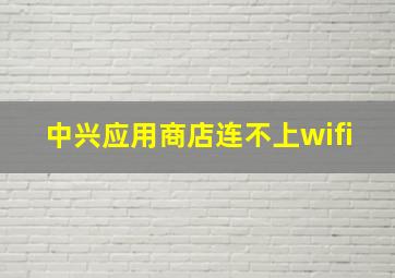 中兴应用商店连不上wifi