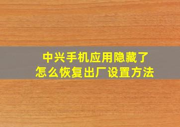 中兴手机应用隐藏了怎么恢复出厂设置方法