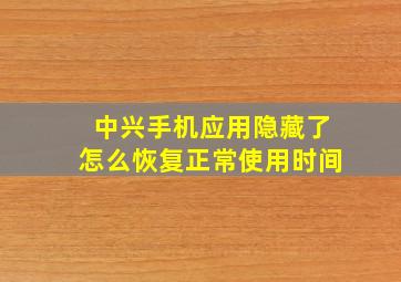 中兴手机应用隐藏了怎么恢复正常使用时间