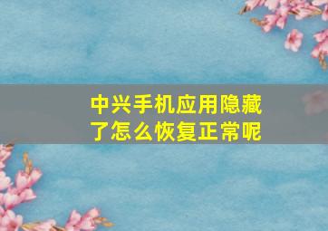 中兴手机应用隐藏了怎么恢复正常呢