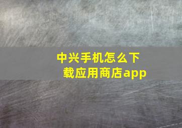 中兴手机怎么下载应用商店app