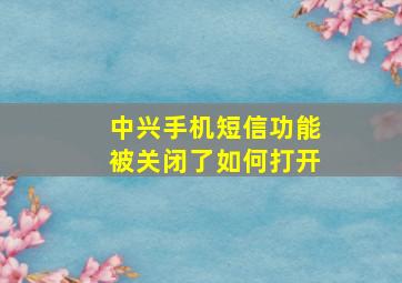 中兴手机短信功能被关闭了如何打开