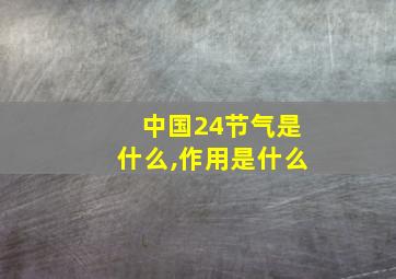 中国24节气是什么,作用是什么