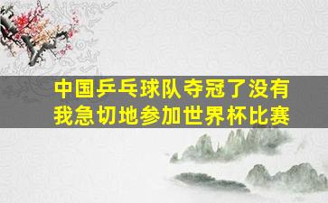 中国乒乓球队夺冠了没有我急切地参加世界杯比赛