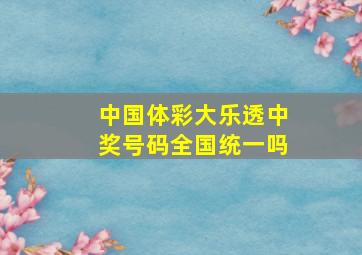 中国体彩大乐透中奖号码全国统一吗