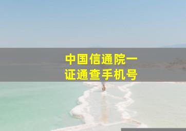 中国信通院一证通查手机号