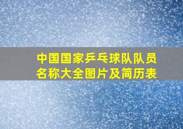 中国国家乒乓球队队员名称大全图片及简历表