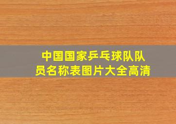 中国国家乒乓球队队员名称表图片大全高清