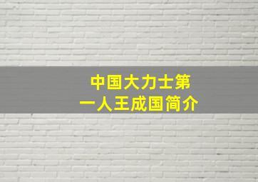 中国大力士第一人王成国简介