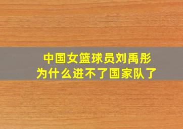 中国女篮球员刘禹彤为什么进不了国家队了