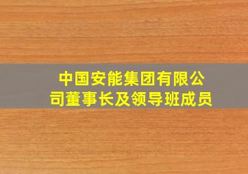 中国安能集团有限公司董事长及领导班成员