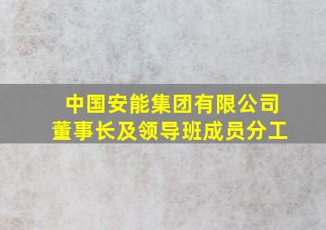 中国安能集团有限公司董事长及领导班成员分工