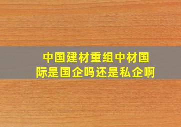 中国建材重组中材国际是国企吗还是私企啊