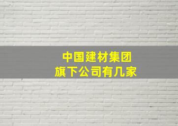 中国建材集团旗下公司有几家