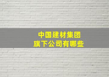 中国建材集团旗下公司有哪些