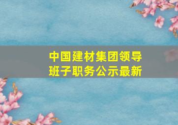 中国建材集团领导班子职务公示最新