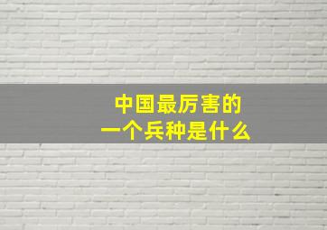 中国最厉害的一个兵种是什么