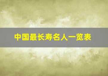 中国最长寿名人一览表