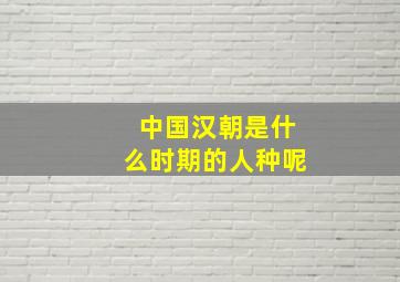 中国汉朝是什么时期的人种呢