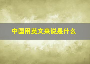 中国用英文来说是什么