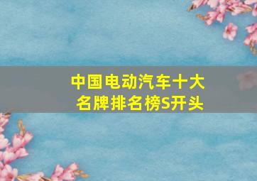 中国电动汽车十大名牌排名榜S开头