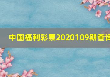 中国福利彩票2020109期查询