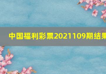 中国福利彩票2021109期结果