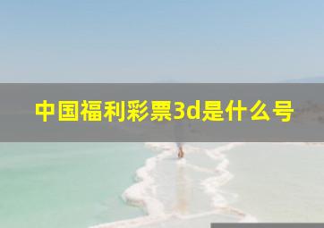 中国福利彩票3d是什么号