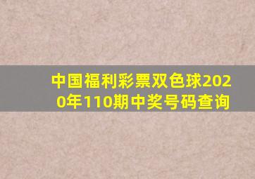 中国福利彩票双色球2020年110期中奖号码查询