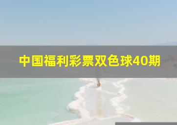 中国福利彩票双色球40期