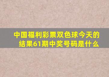 中国福利彩票双色球今天的结果61期中奖号码是什么