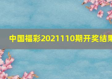 中国福彩2021110期开奖结果