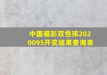 中国福彩双色球2020095开奖结果查询表