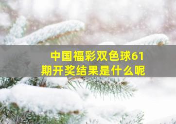 中国福彩双色球61期开奖结果是什么呢