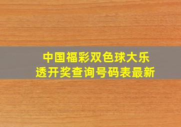 中国福彩双色球大乐透开奖查询号码表最新