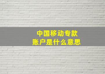 中国移动专款账户是什么意思