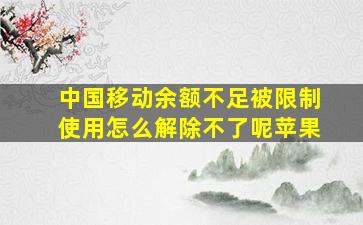 中国移动余额不足被限制使用怎么解除不了呢苹果