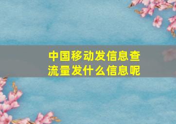 中国移动发信息查流量发什么信息呢