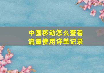 中国移动怎么查看流量使用详单记录