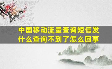 中国移动流量查询短信发什么查询不到了怎么回事