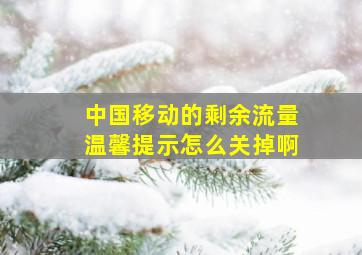 中国移动的剩余流量温馨提示怎么关掉啊