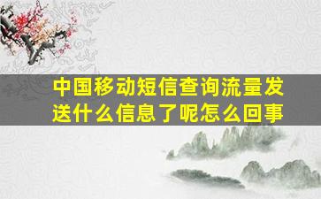 中国移动短信查询流量发送什么信息了呢怎么回事