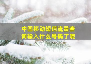 中国移动短信流量查询输入什么号码了呢