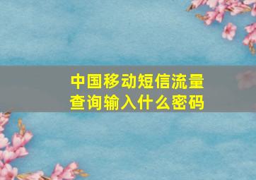 中国移动短信流量查询输入什么密码