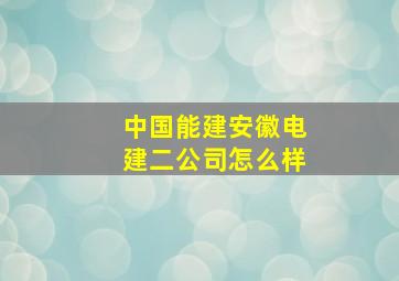 中国能建安徽电建二公司怎么样