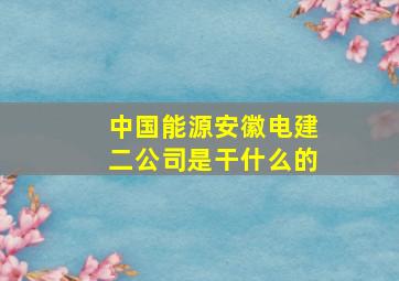 中国能源安徽电建二公司是干什么的