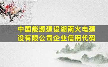 中国能源建设湖南火电建设有限公司企业信用代码