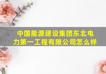 中国能源建设集团东北电力第一工程有限公司怎么样