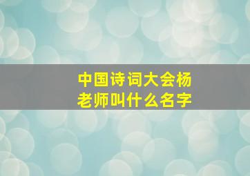 中国诗词大会杨老师叫什么名字