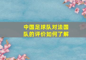 中国足球队对法国队的评价如何了解